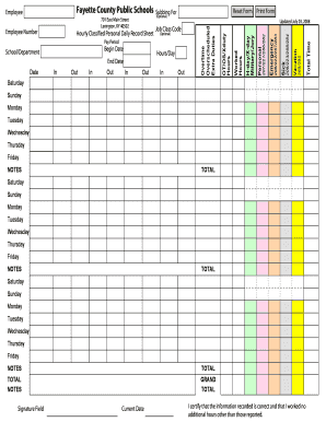 Fayette County Public Schools Daily Record Sheet