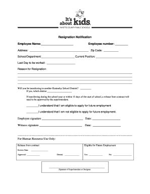 Employee Resignation Notification