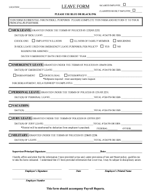 Fayette County Employee Leave Form