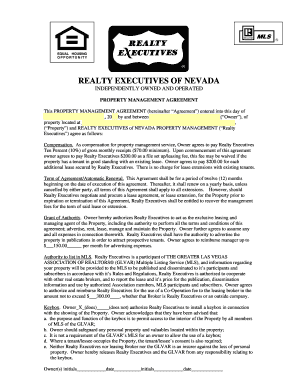 Realty Executives Nevada Property Management Agreement