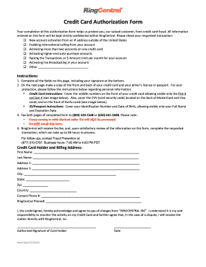 Credit Card Authorization Form