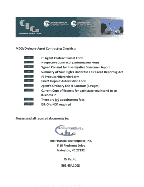 Columbian Life Insurance Agent Contracting Checklist