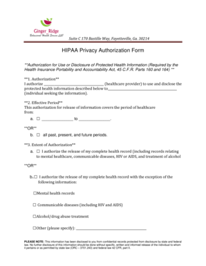 HIPAA Privacy Authorization Form