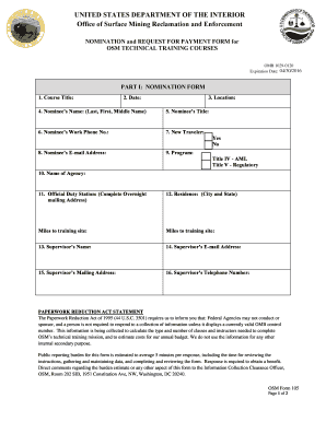 OSM Technical Training Nomination and Payment Request Form