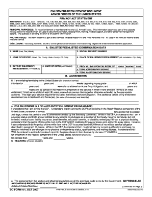 US Armed Forces Enlistment/Reenlistment Document