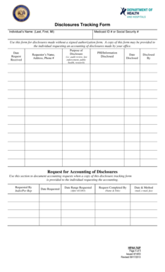 HIPAA Disclosure Tracking Form