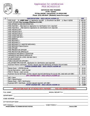 California Fire Service Certification Application