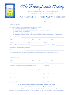 Application for Membership