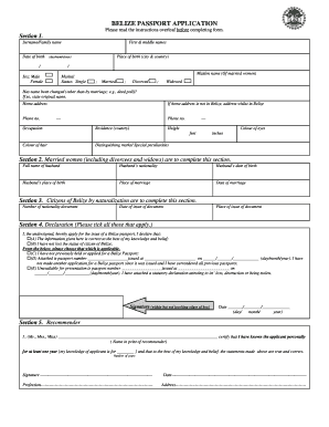 Belize Passport Application