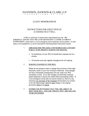 Connecticut Will Execution Instructions