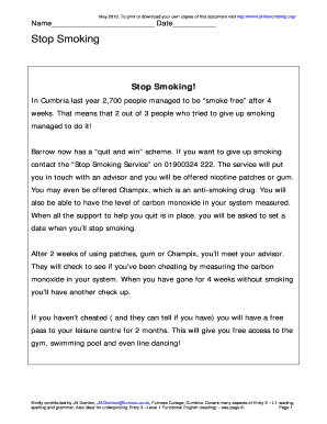 Stop Smoking Program Registration Form