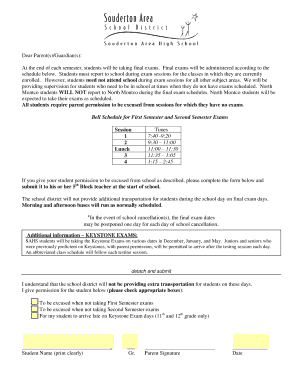 Student Exam Excusal Permission Form