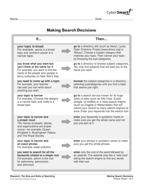 Making Search Decisions Activity Sheet