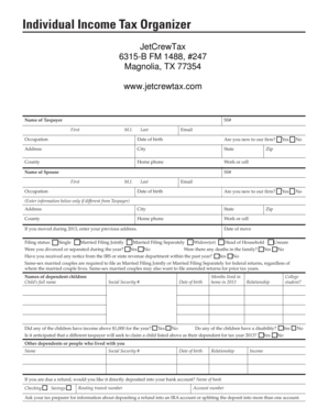 US Individual Income Tax Organizer