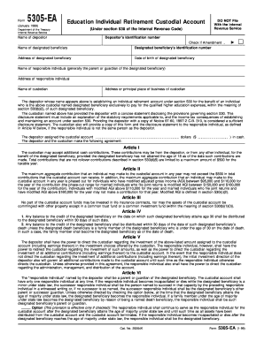 Form 5305-EA Education Individual Retirement Custodial Account