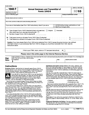 Form 1042-T Annual Summary and Transmittal
