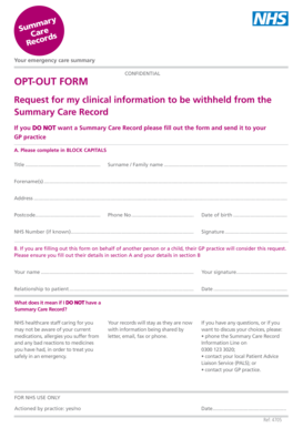 UK Summary Care Record Opt-Out Form