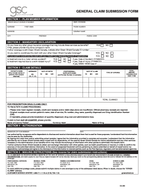 Green Shield Canada General Claim Submission Form