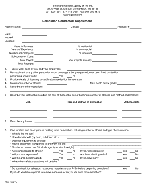 Demolition Contractors Supplement