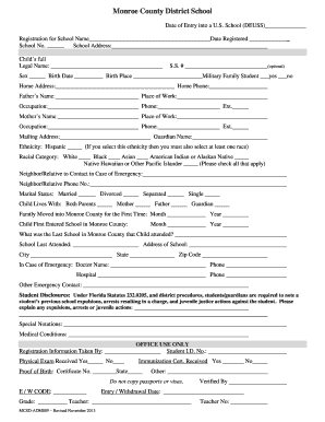 Monroe County School Registration Form