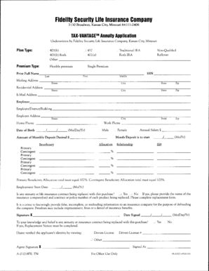 Fidelity Security Life Annuity Exchange Form