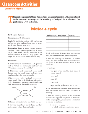 Motorcycle Language Learning Activity