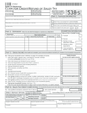 Oklahoma Sales Tax Credit/Refund Claim Form