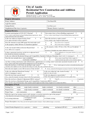 City of Austin Residential New Construction Permit Application