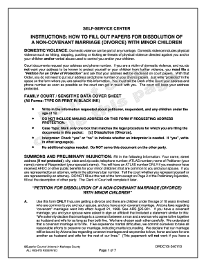 Arizona Non-Covenant Divorce with Children Form