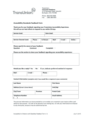 TransUnion Accessibility Feedback Form