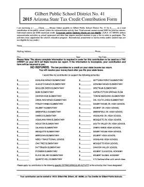 Arizona State Tax Credit Contribution Form