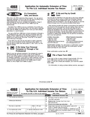 IRS Form 4868 Application for Automatic Extension of Time