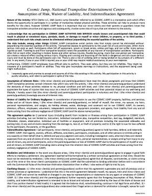Cosmic Jump Trampoline Park Waiver