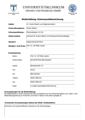 Weiterbildung: Schwerpunktbezeichnung