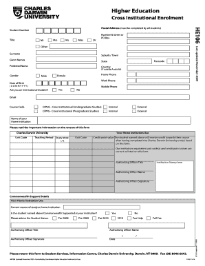 Cross Institutional Enrolment Form