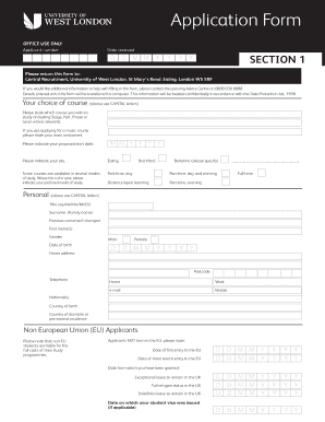 University of West London Application Form