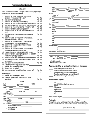 Preparticipation Sports Examination Form