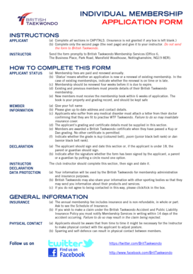 British Taekwondo Individual Membership Application Form