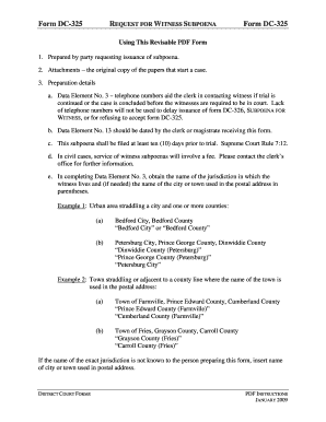 Virginia Request for Witness Subpoena