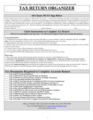 2008 Aircrew Taxes Return Organizer