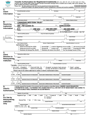 Transfer Authorization for Registered Investments