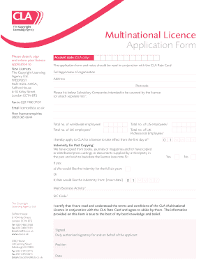 Multinational Licence Application Form