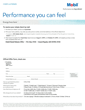 Mobil Motor Oil Rebate Form
