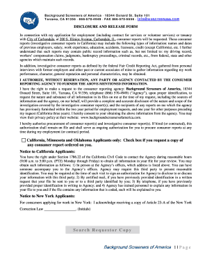 Employment Background Check Disclosure and Release Form