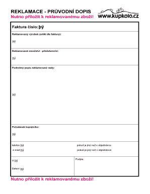 Czech Republic Product Complaint Letter