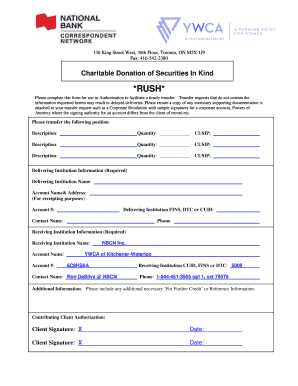 Charitable Donation of Securities In Kind
