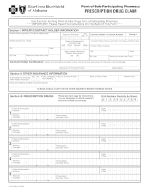 BlueCrossBlueShield Prescription Drug Claim Form