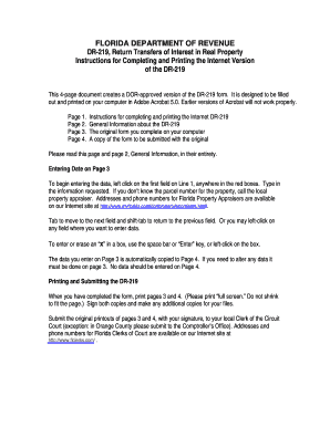 Florida DR-219 Real Property Transfer Form
