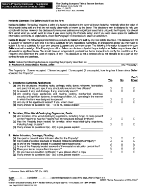 Florida Seller's Property Disclosure Form