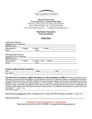 Florida Real Estate Power of Attorney Form